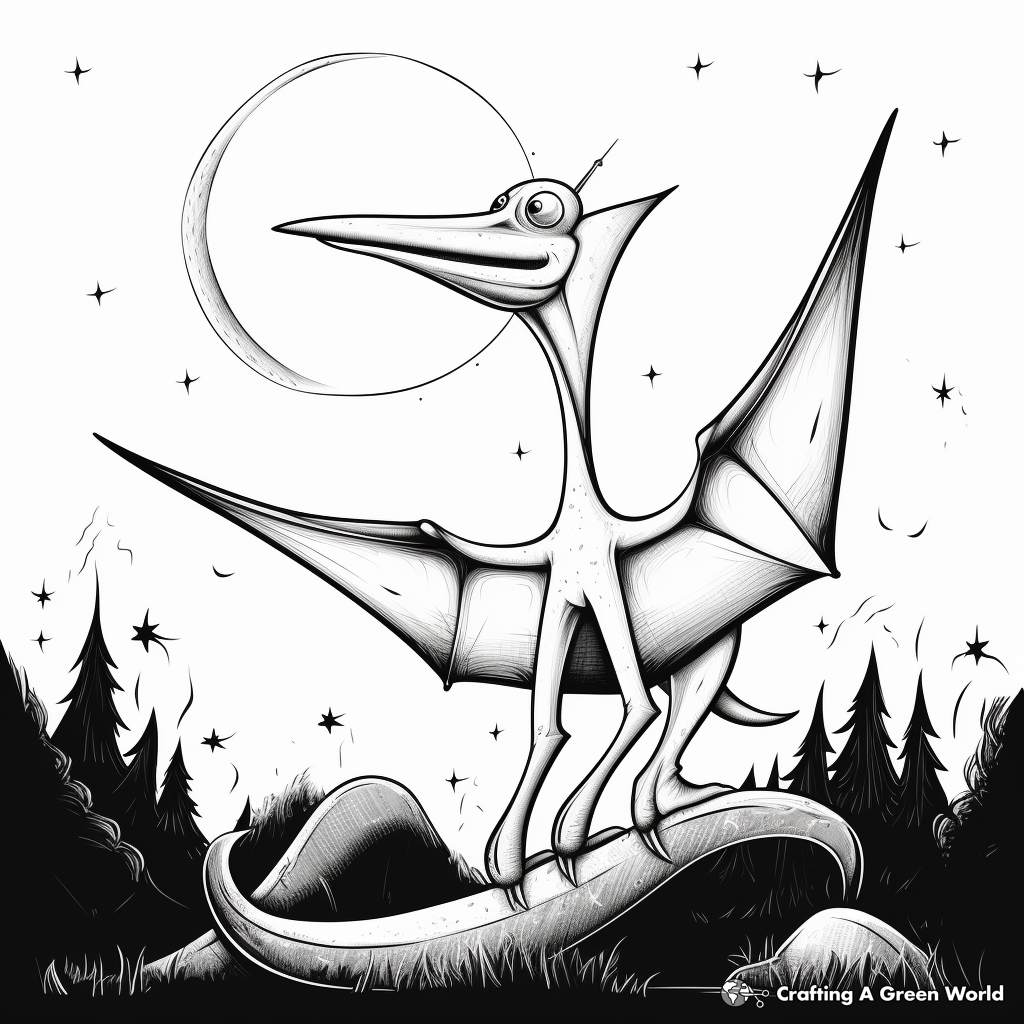 Night-Time Pteranodon Coloring Pages 3