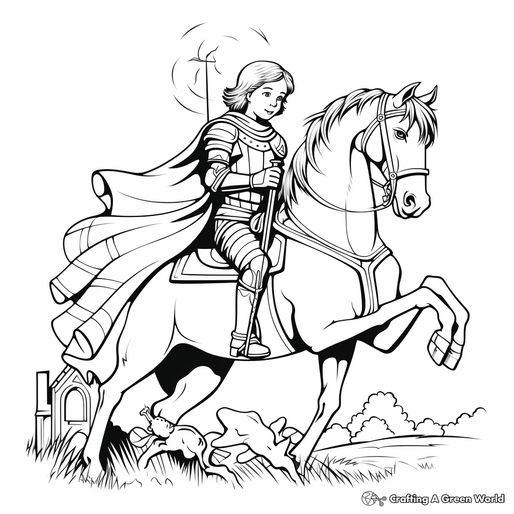 Noble St. George and the Dragon Coloring Pages 1