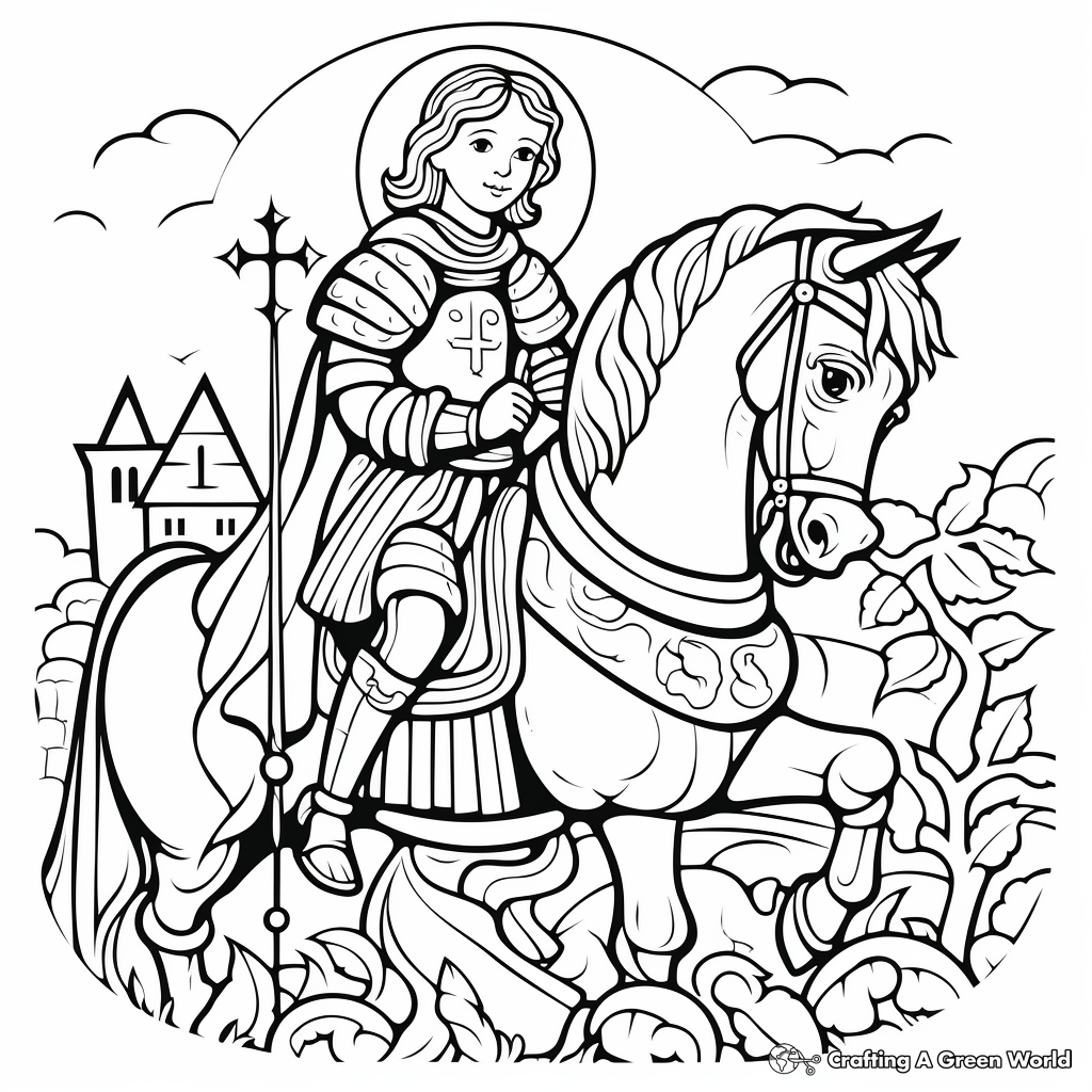 Noble St. George and the Dragon Coloring Pages 2