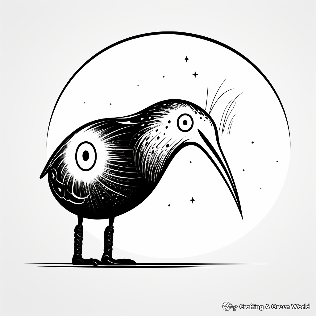 Nocturnal Kiwi Bird Coloring Pages 1