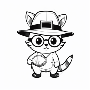 Noir Detective Cat Bee Coloring Pages for Adults 1