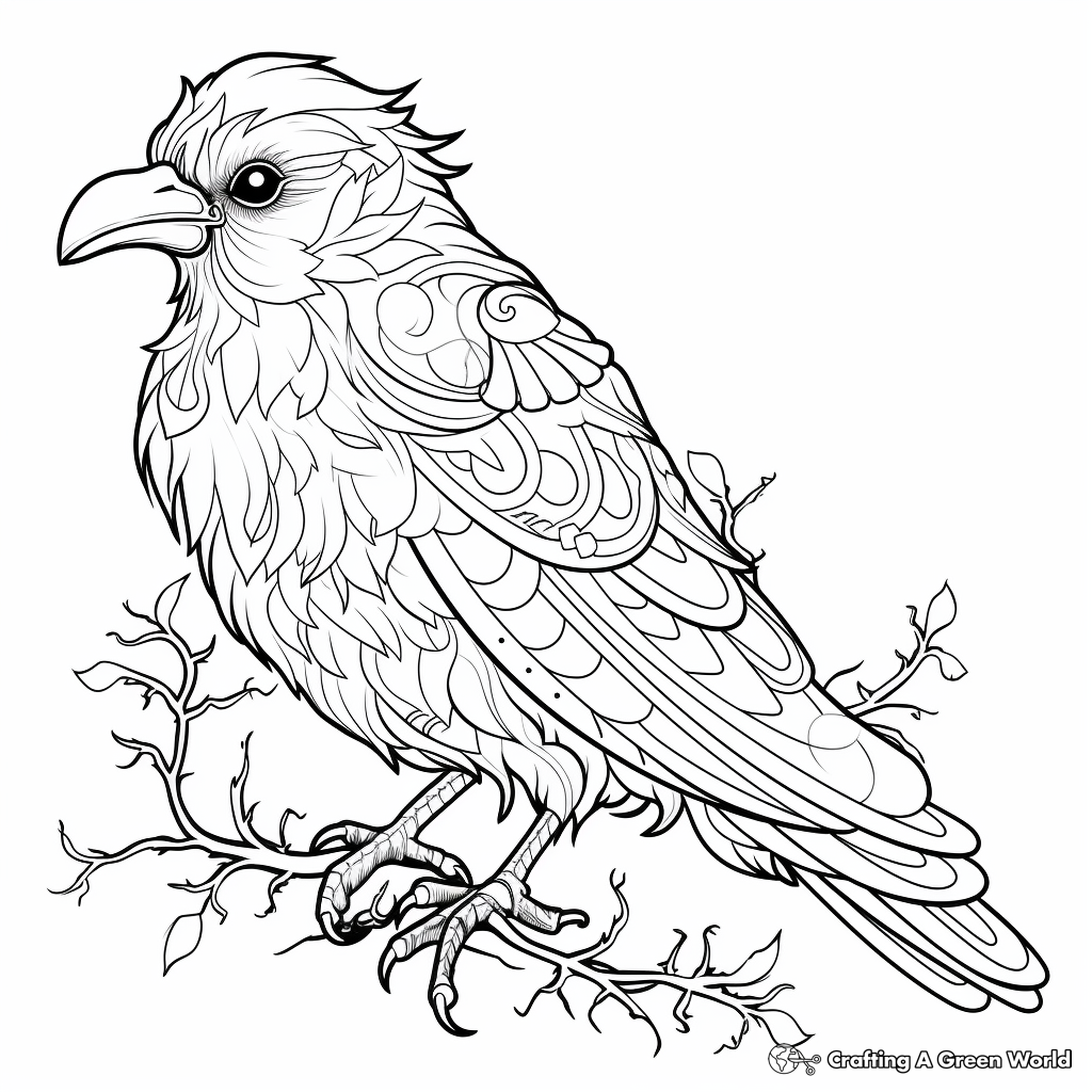 Nordic Mythology Raven Coloring Pages 1
