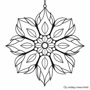Nordic-Style Snowflake Ornament Coloring Pages 1