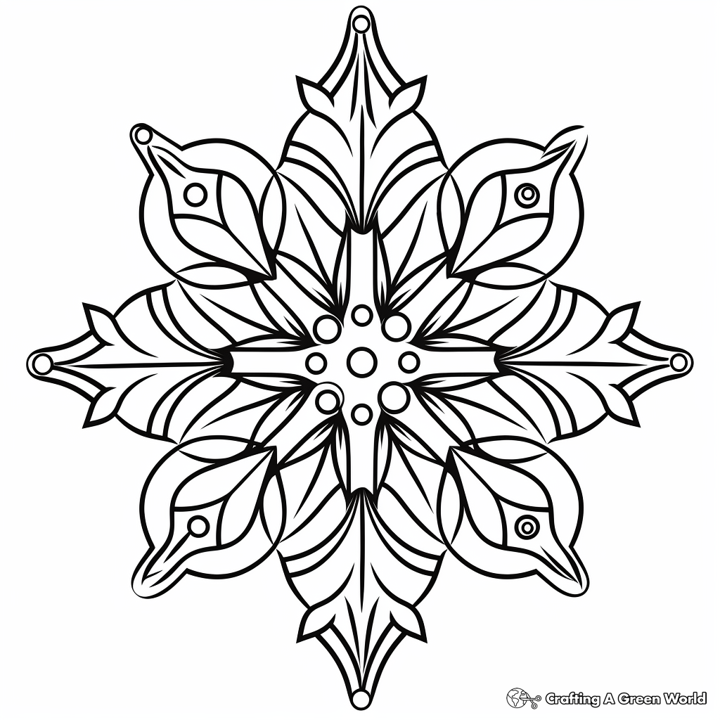 Nordic-Style Snowflake Ornament Coloring Pages 3