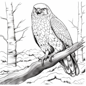 Northern Goshawk: A Spectacular Forest Hawk Coloring Page 2