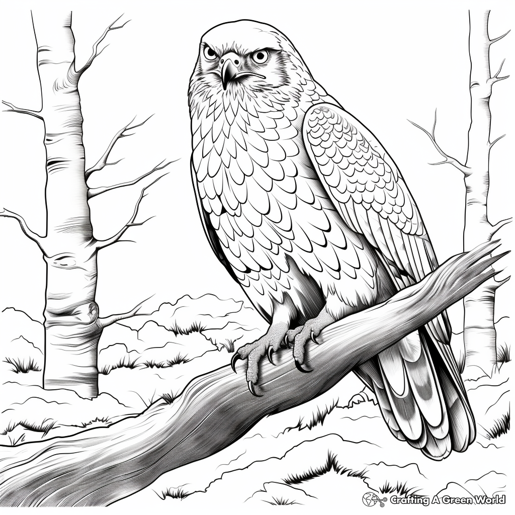 Northern Goshawk: A Spectacular Forest Hawk Coloring Page 2