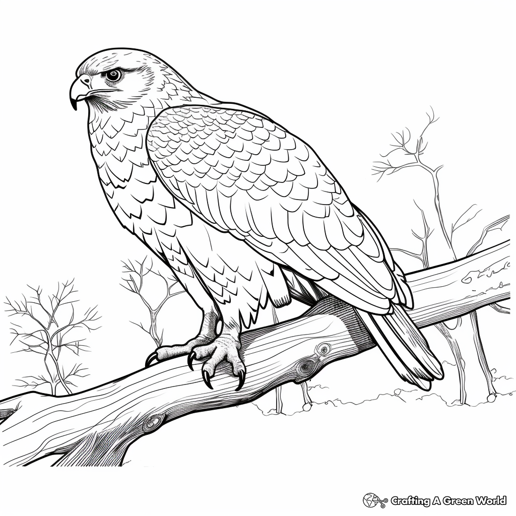 Northern Goshawk: A Spectacular Forest Hawk Coloring Page 3