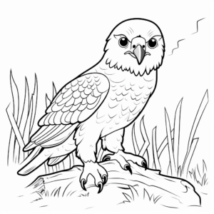 Northern Hobby Falcon in Habitat Coloring Pages 1
