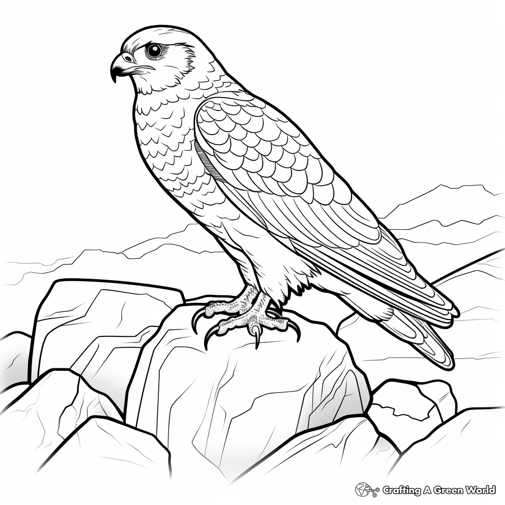 Northern Hobby Falcon in Habitat Coloring Pages 4