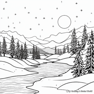 Northern Lights Winter Solstice Coloring Pages 2