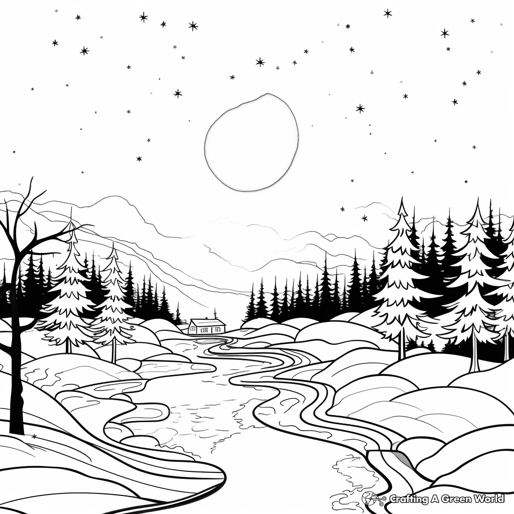 Northern Lights Winter Solstice Coloring Pages 3