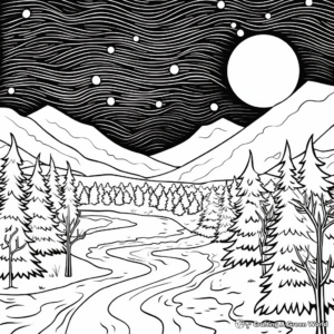 Northern Lights Winter Solstice Coloring Pages 4