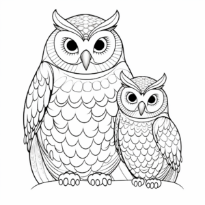 Northern Spotted Owl Family Coloring Pages for Therapeutic Purposes 1