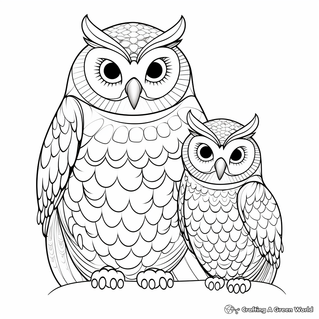 Northern Spotted Owl Family Coloring Pages for Therapeutic Purposes 1