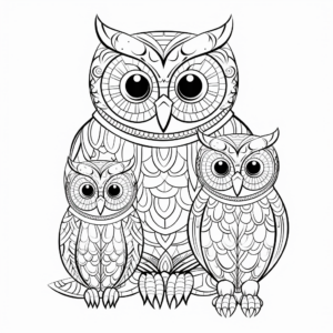 Northern Spotted Owl Family Coloring Pages for Therapeutic Purposes 2