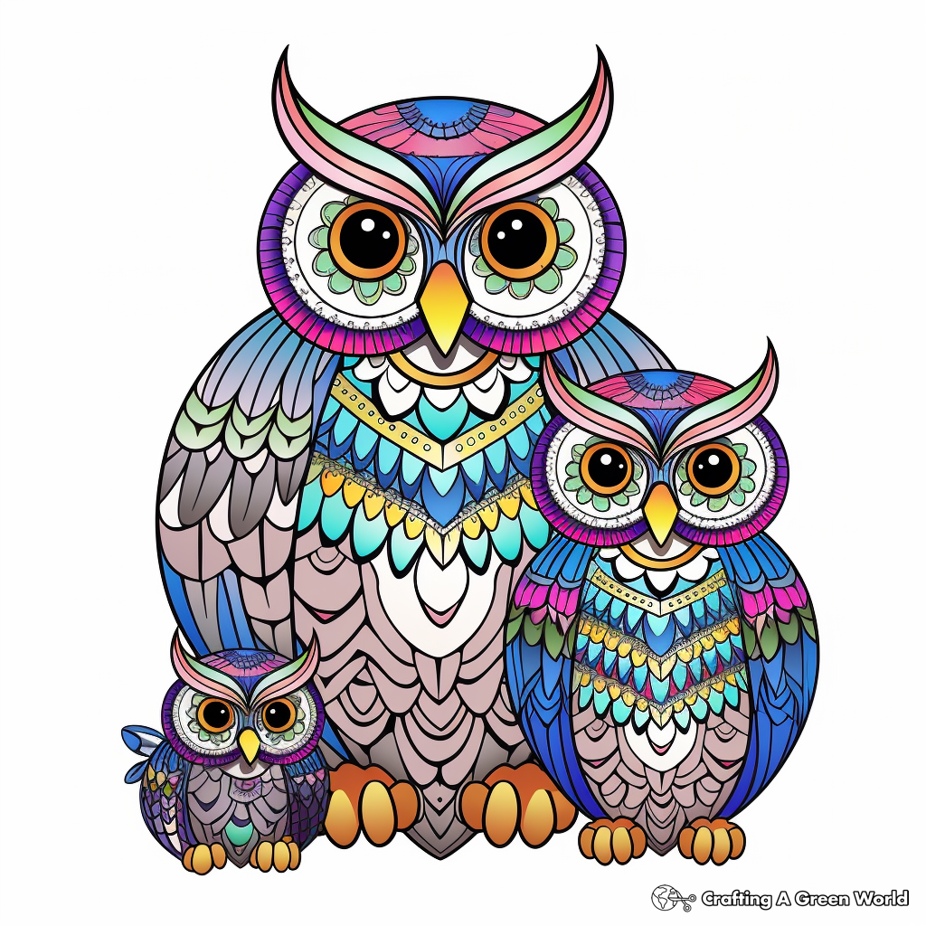 Northern Spotted Owl Family Coloring Pages for Therapeutic Purposes 3