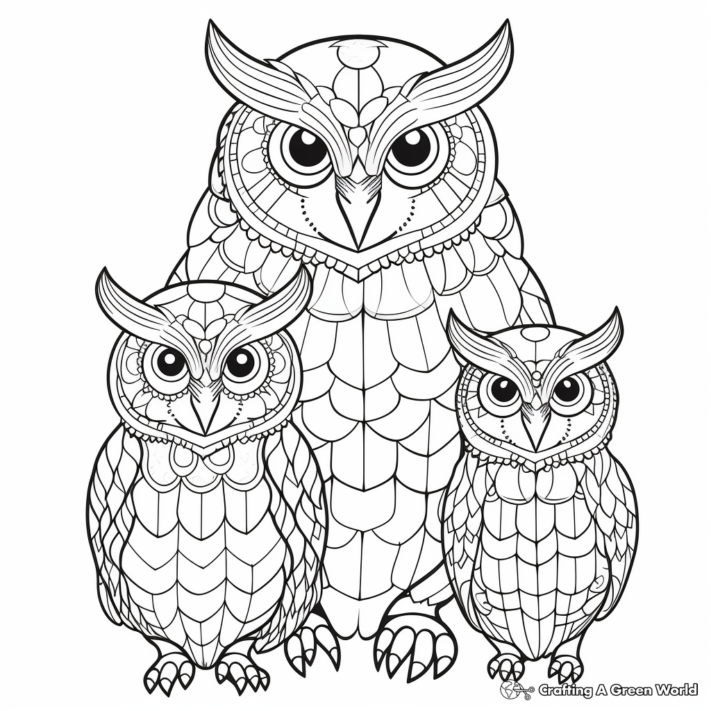 Northern Spotted Owl Family Coloring Pages for Therapeutic Purposes 4