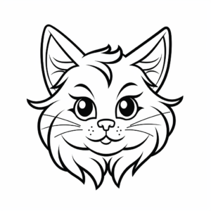 Norwegian Forest Cat Head Coloring Pages 1