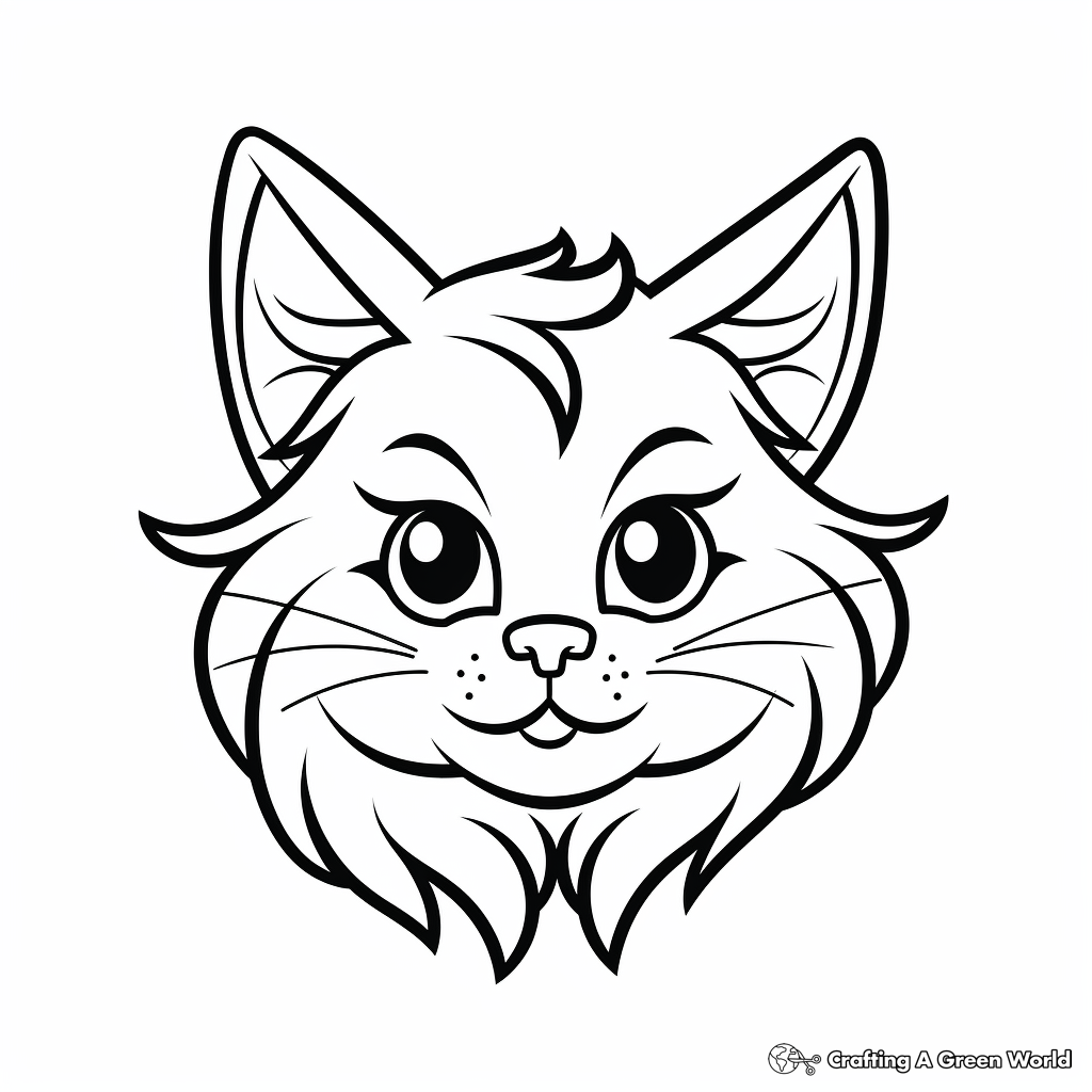 Norwegian Forest Cat Head Coloring Pages 1
