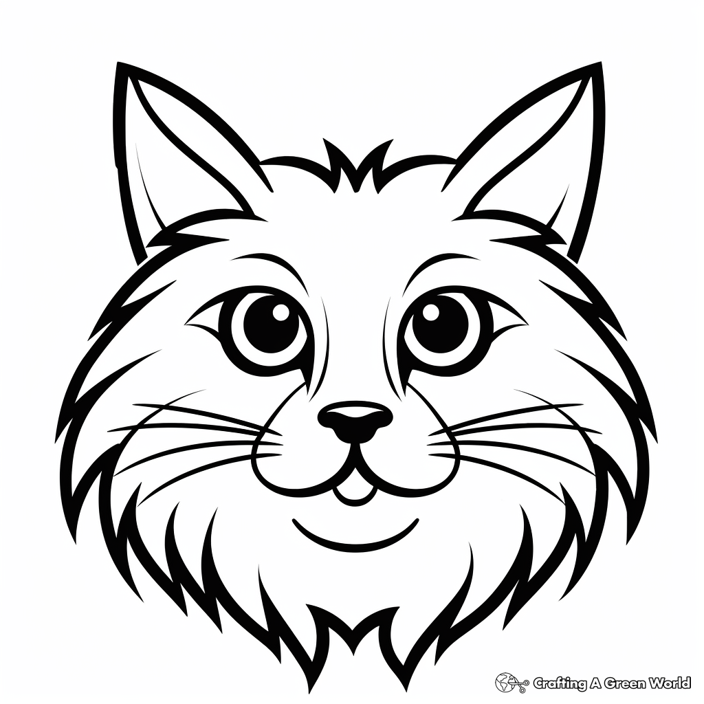Norwegian Forest Cat Head Coloring Pages 2