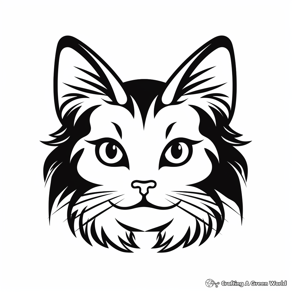 Norwegian Forest Cat Head Coloring Pages 3