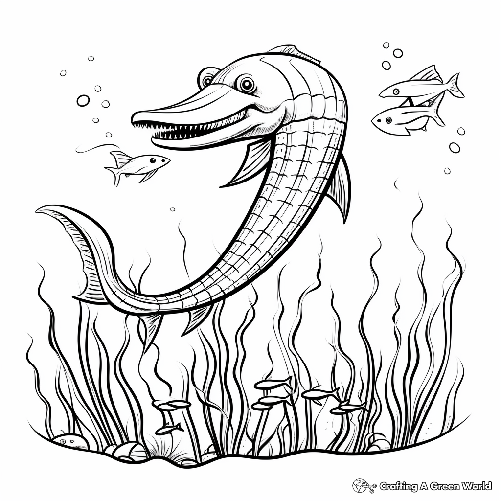 Ocean-Dwelling Plesiosaurs Coloring Pages 1