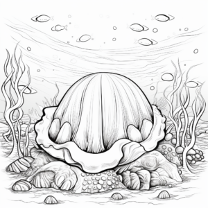 Ocean Life Featuring Clam Coloring Pages 3