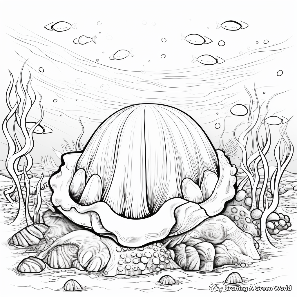 Ocean Life Featuring Clam Coloring Pages 3