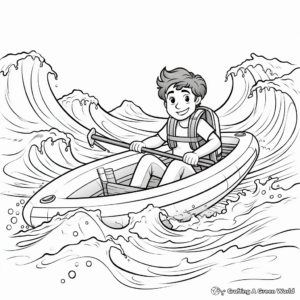 Ocean Waves and Rowboat Coloring Pages 4
