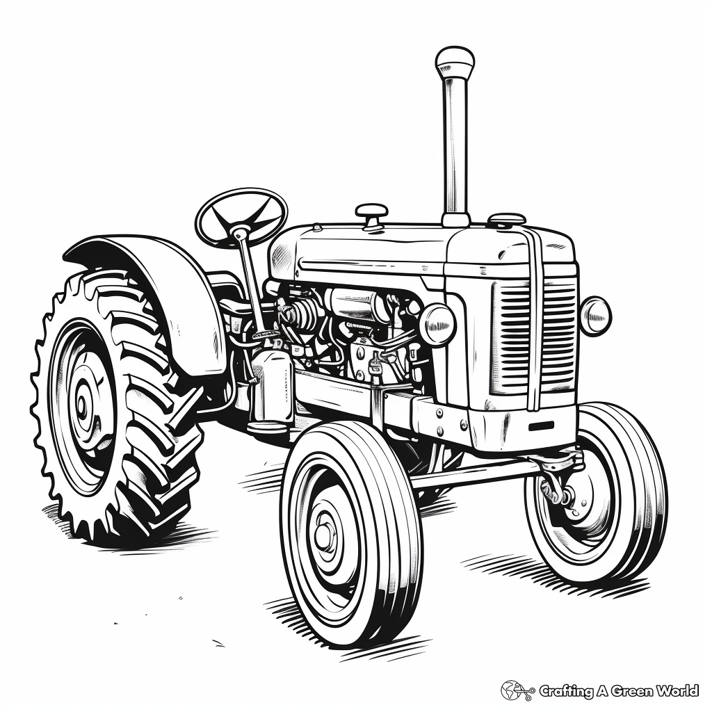 Old-Fashioned Antique Tractor Coloring Pages 1