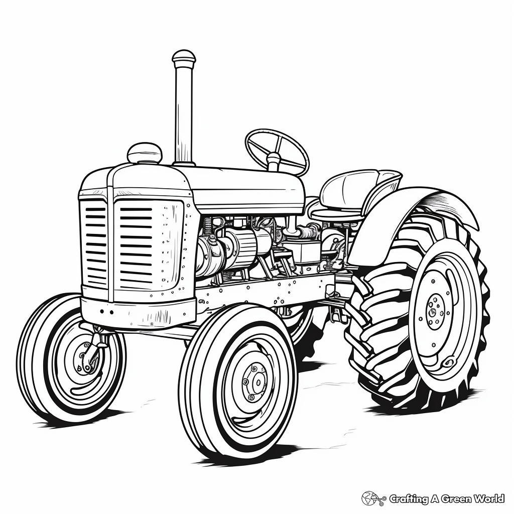 Old-Fashioned Antique Tractor Coloring Pages 3
