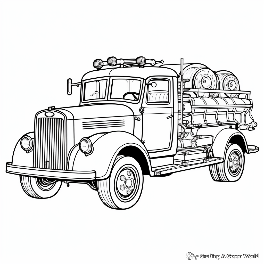 Old-fashioned Fire Pumper Truck Coloring Pages 2