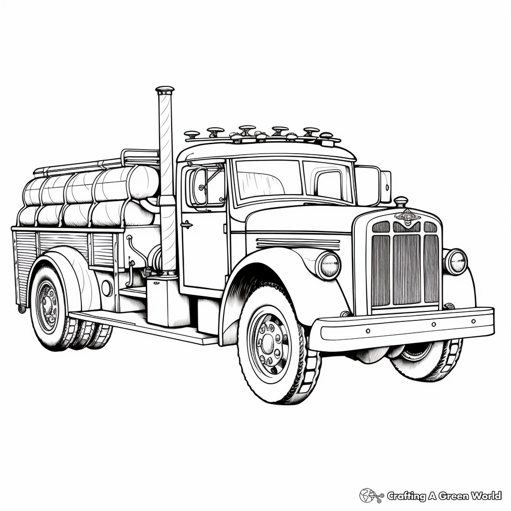 Old-fashioned Fire Pumper Truck Coloring Pages 3