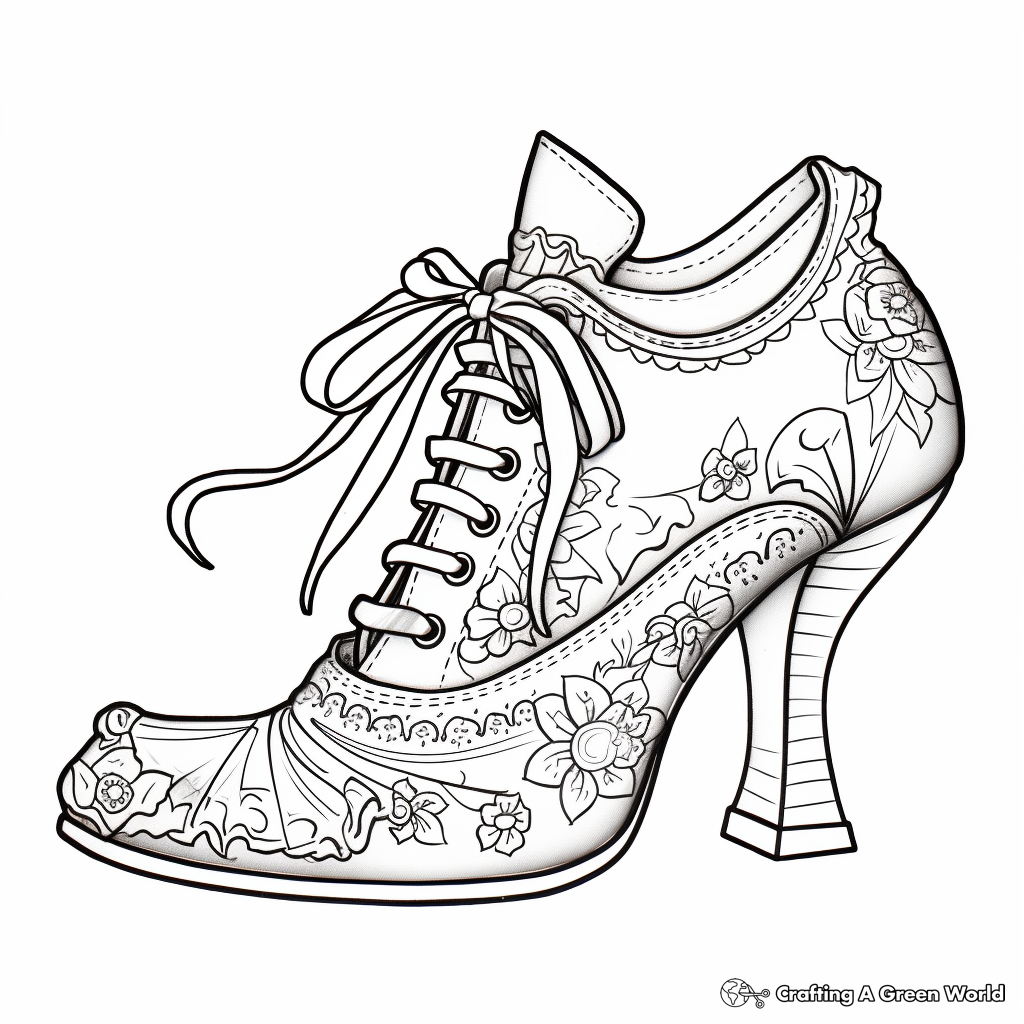 Old-Fashioned Victorian Shoe Coloring Pages 1