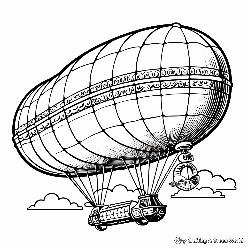 Old Fashioned Zeppelin Balloon Coloring Pages 1