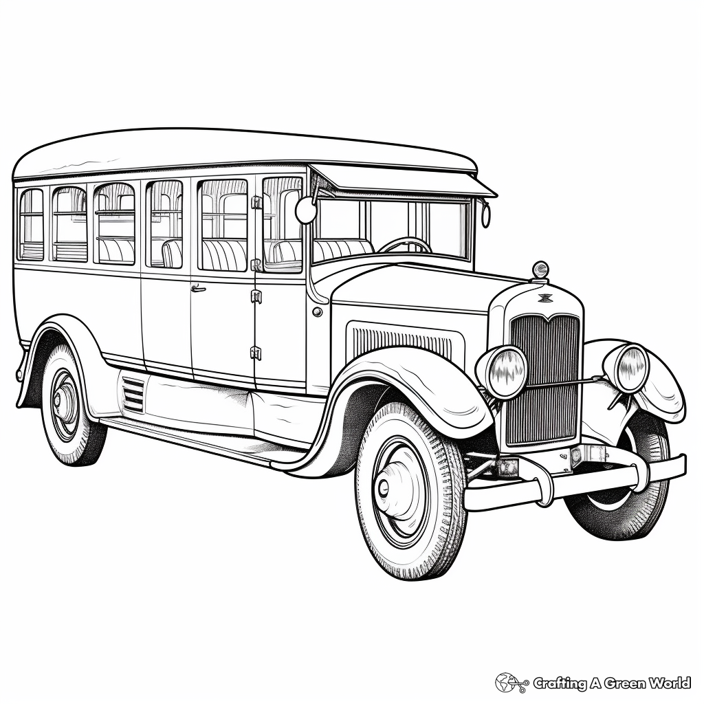 Old Vintage Bus Coloring Pages for Artists 2