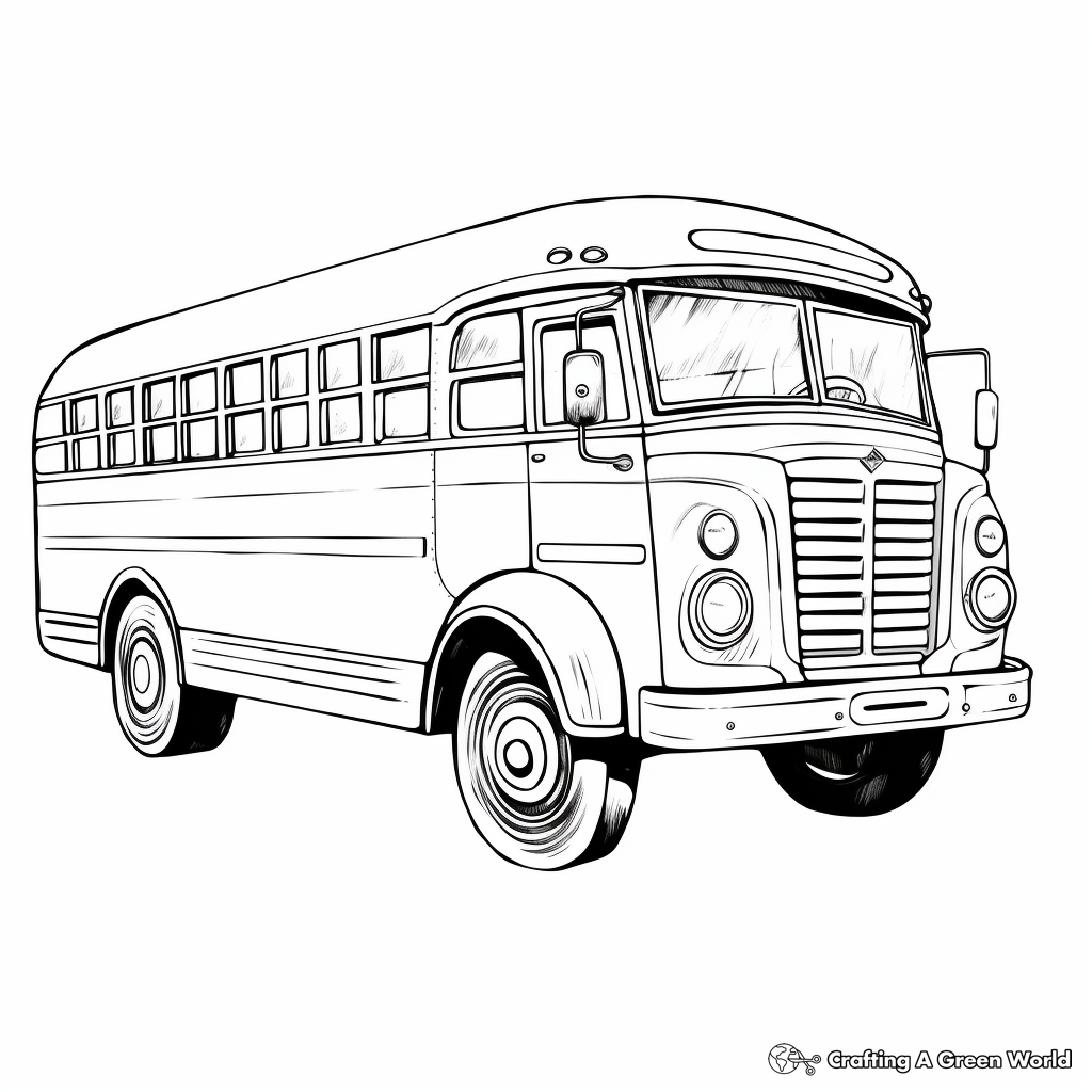 Old Vintage Bus Coloring Pages for Artists 3