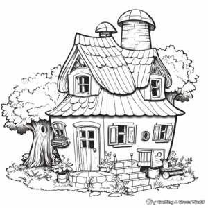 One-Page Giant Gnome House Coloring Sheet 1