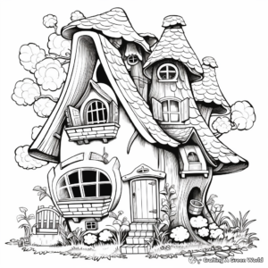 One-Page Giant Gnome House Coloring Sheet 2
