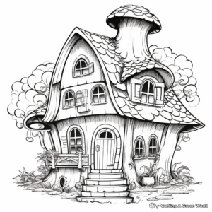 One-Page Giant Gnome House Coloring Sheet 4