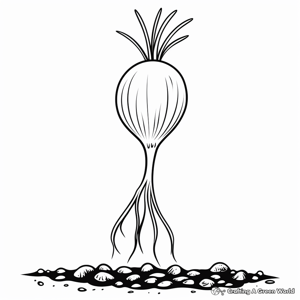Onion Bulb and Flower: Life Cycle Coloring Pages 1