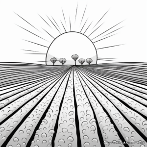 Onion Field at Sunrise Coloring Pages 1
