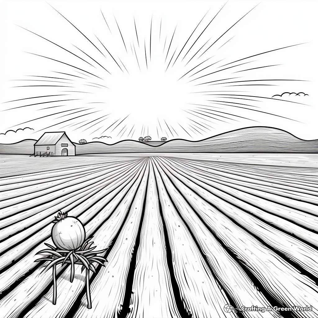 Onion Field at Sunrise Coloring Pages 2