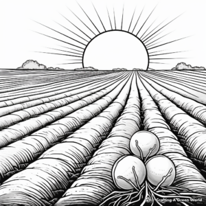 Onion Field at Sunrise Coloring Pages 3