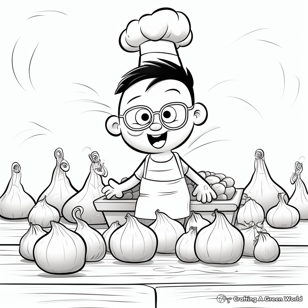 Onions in the Kitchen: Food Prep Coloring Pages 1
