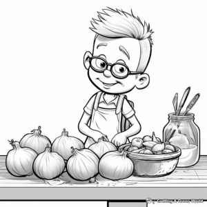 Onions in the Kitchen: Food Prep Coloring Pages 2