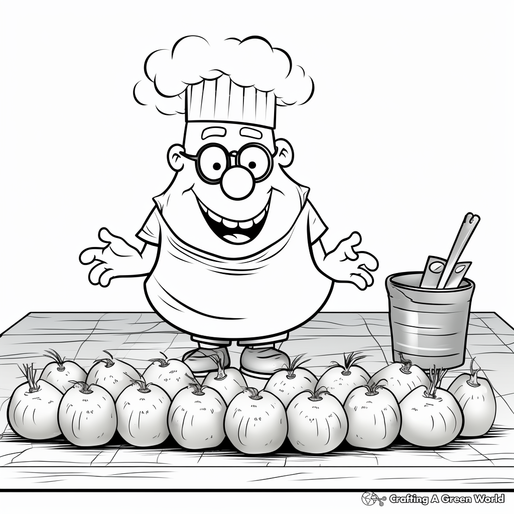 Onions in the Kitchen: Food Prep Coloring Pages 3