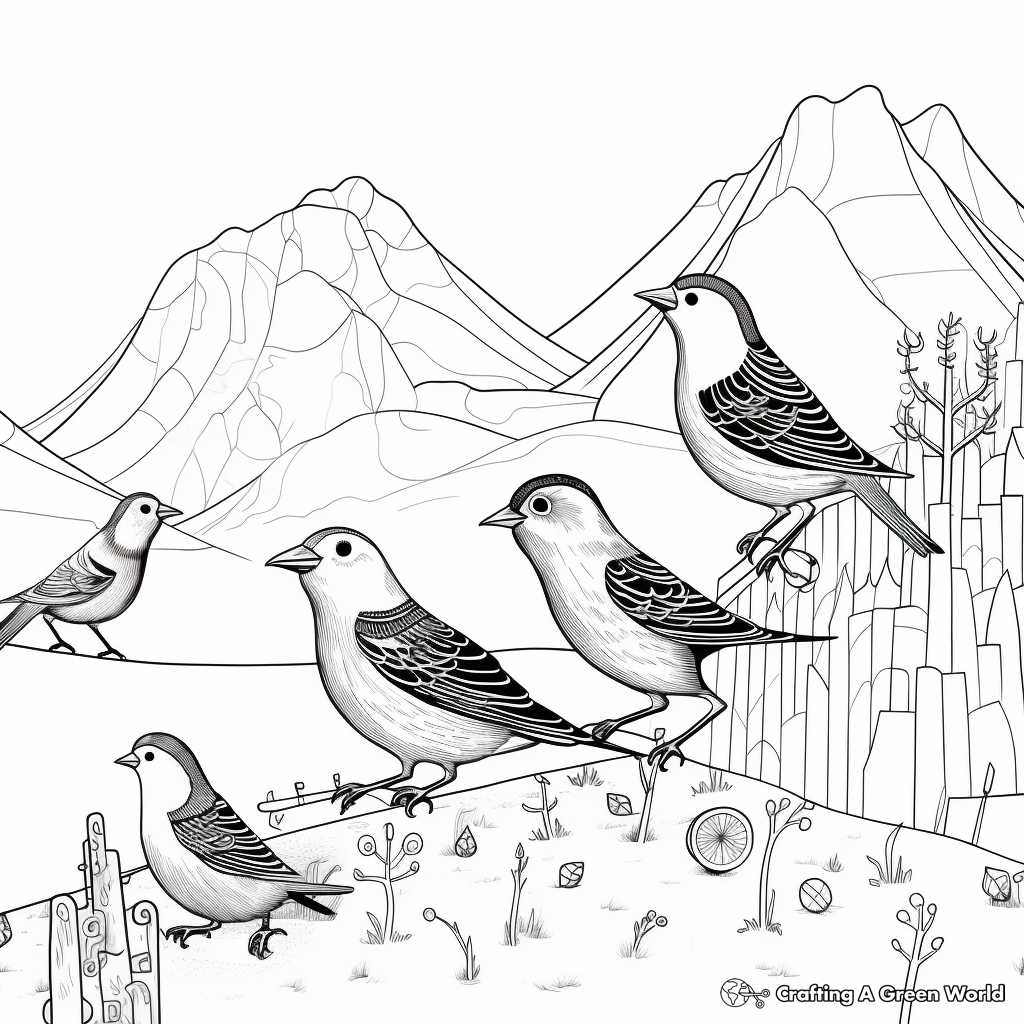 Operatic Alpine Chough Coloring Pages for Musicians 1
