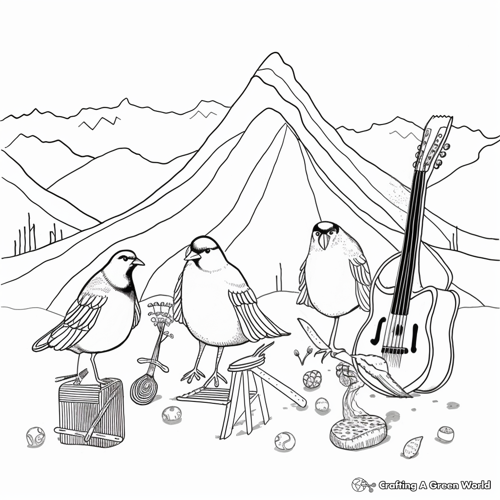 Operatic Alpine Chough Coloring Pages for Musicians 2