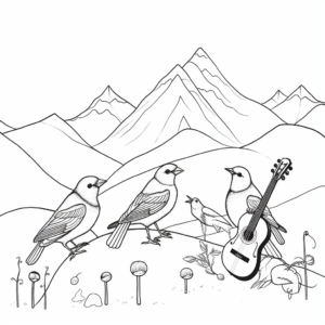 Operatic Alpine Chough Coloring Pages for Musicians 3